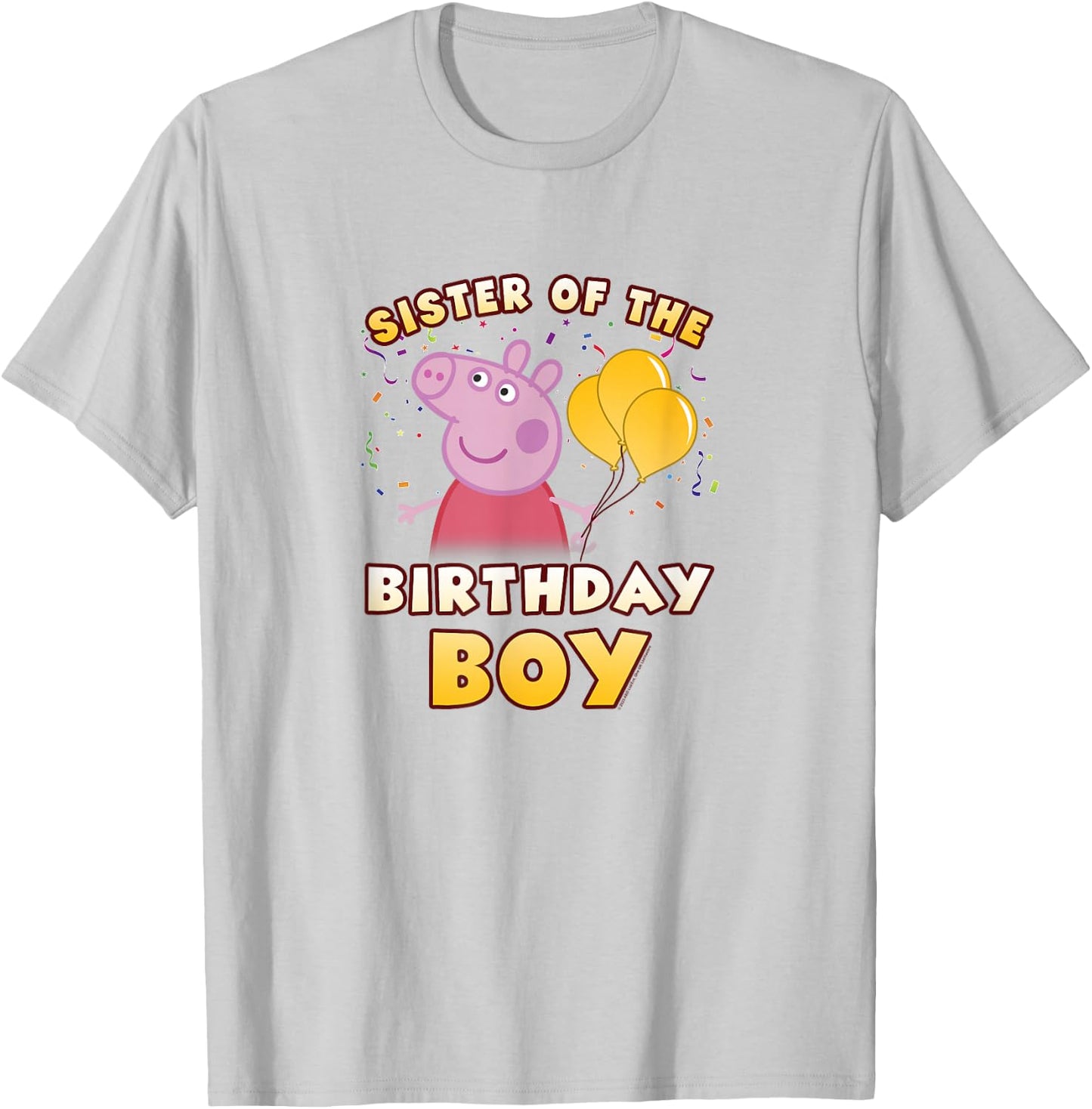 Peppa Pig Sister Of The Birthday Boy Holiday Confetti Logo T-Shirt - T-Shirt | Ash