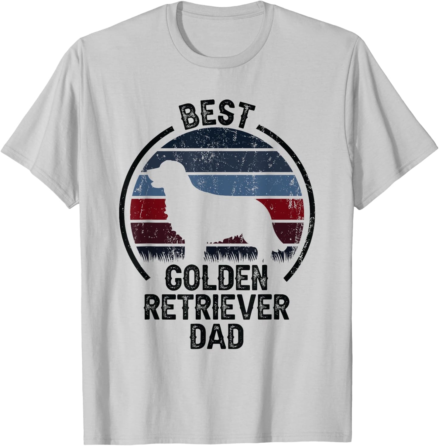 Best Dog Father Dad - Vintage Golden Retriever T-Shirt - T-Shirt | Ash