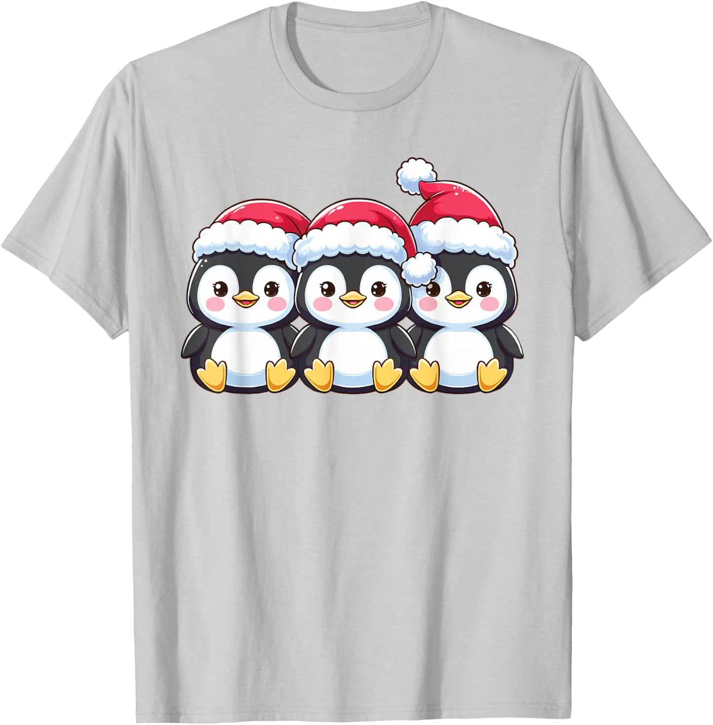 Penguin Christmas Santa Claus Animals Cute Penguins T-Shirt - T-Shirt | Ash