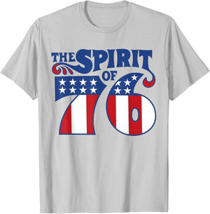 Retro The Spirit of 76 USA American Flag Fourth of July T-Shirt - T-Shirt | Ash