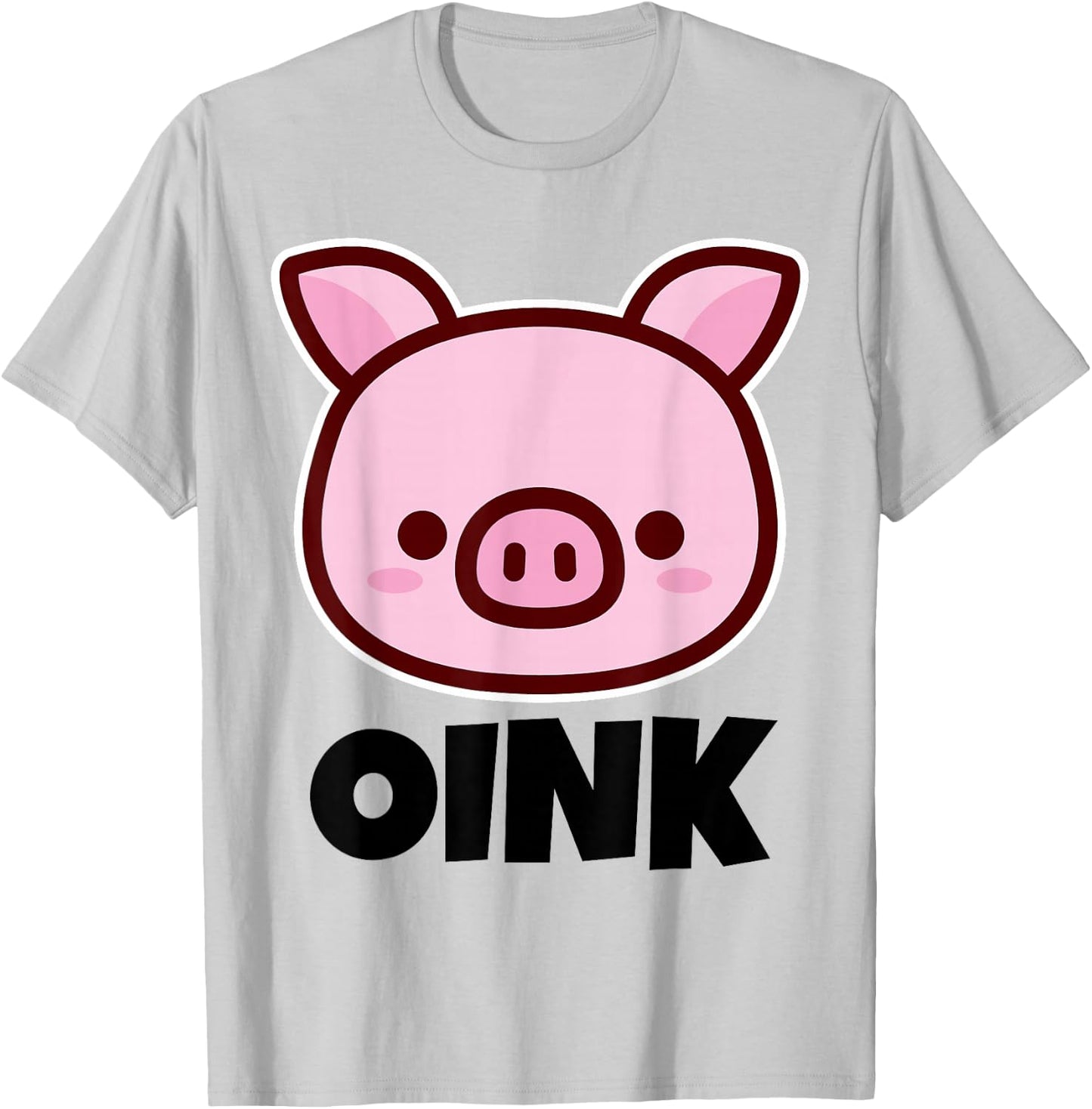 OINK Cute Childrens Pig Design for Kids | Cartoon Pig Face T-Shirt - T-Shirt | Ash