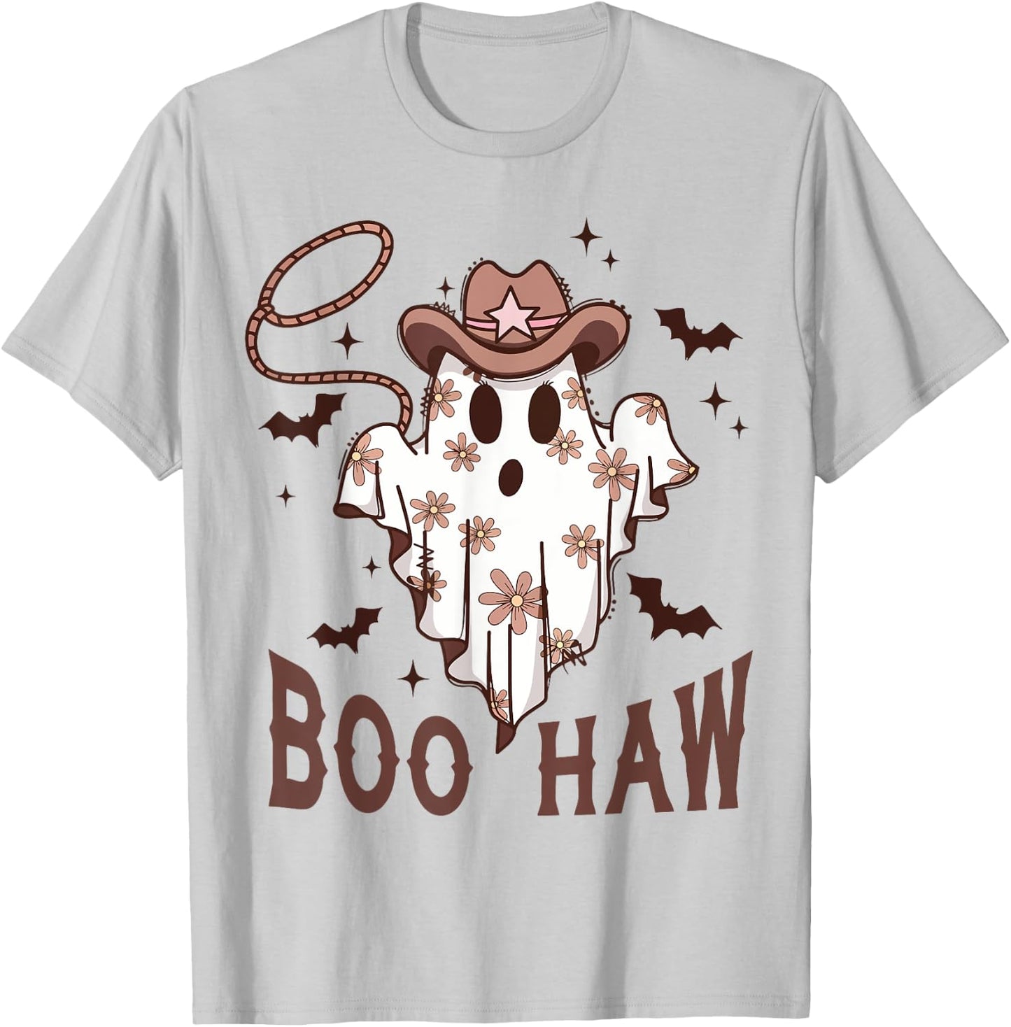 Boo Haw Cute Ghost Funny Cowboy Cowgirl Western Halloween T-Shirt - T-Shirt | Ash