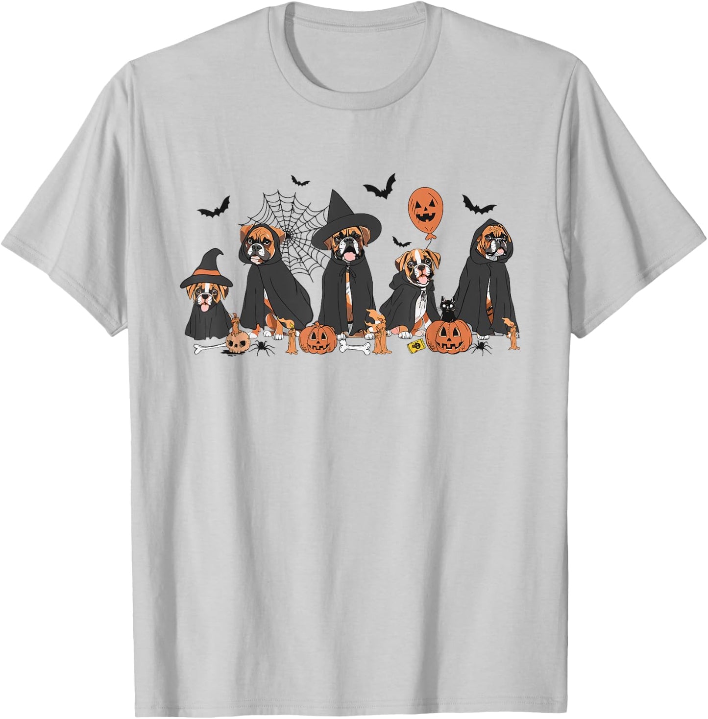Five Witch Boxer Dog Halloween Boxer Dog Spooky Season Women T-Shirt - T-Shirt | Ash