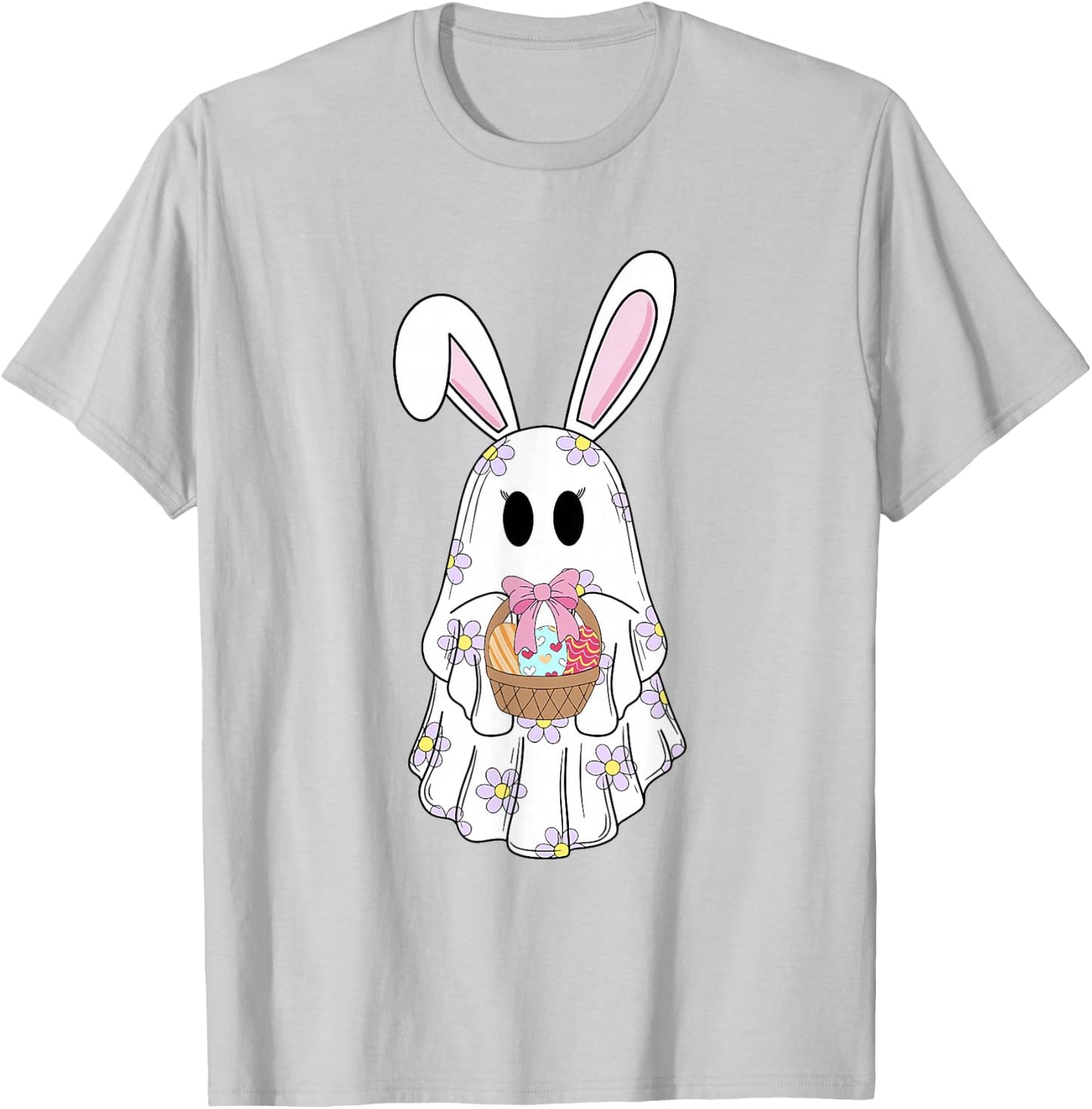 Bunny Boo Ghost Boojee Egg Easter Basket Spring Happy Easter T-Shirt - T-Shirt | Ash