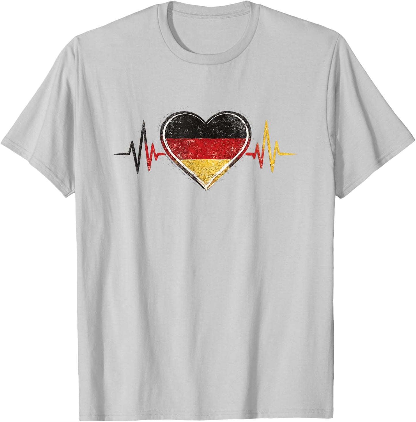 Deutschland Herzschlag Herz Flagge T-Shirt - T-Shirt | Ash