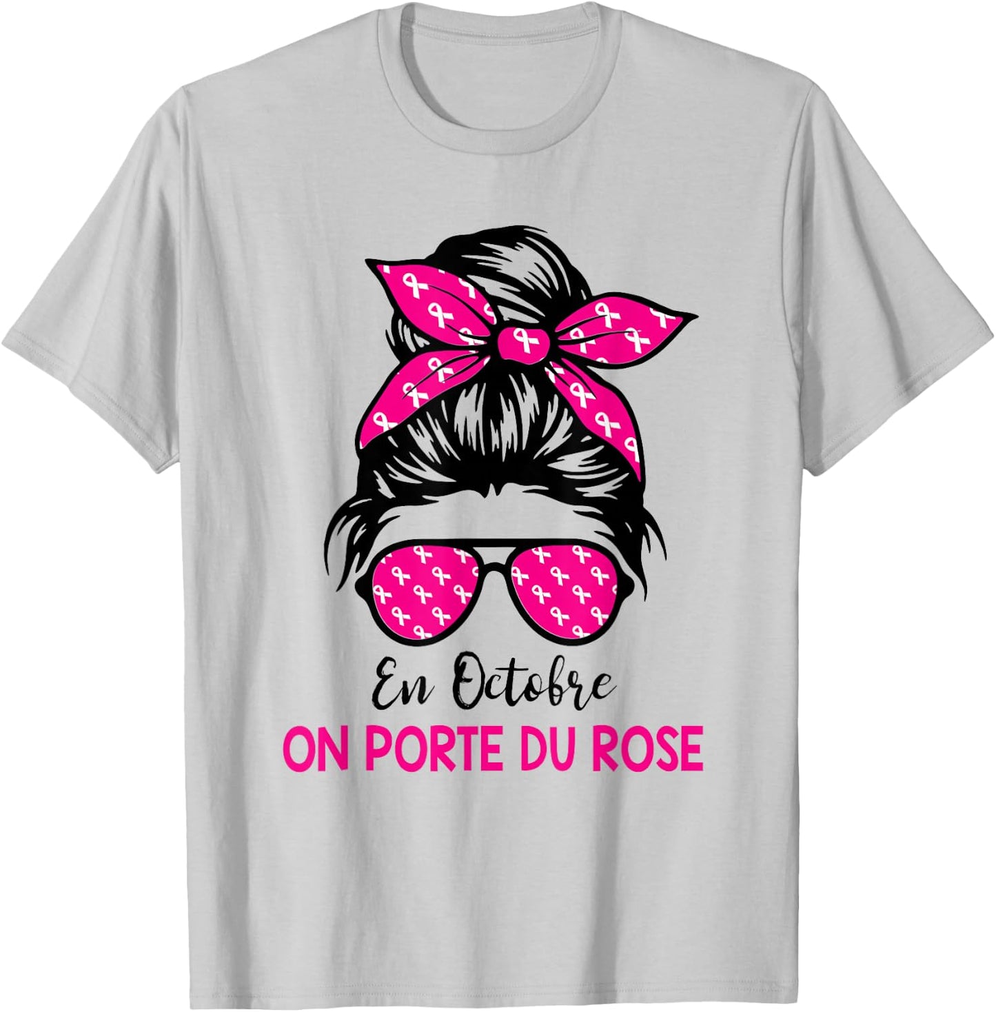 Breast Cancer October Pink Ribbon Woman In October On Wear , white, S T-Shirt - T-Shirt | Ash