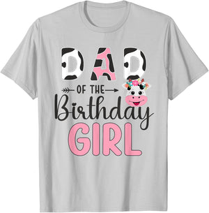 Dad Of The Birthday Girl Farm Cow 1 St Birthday Girl T-Shirt - T-Shirt | Ash