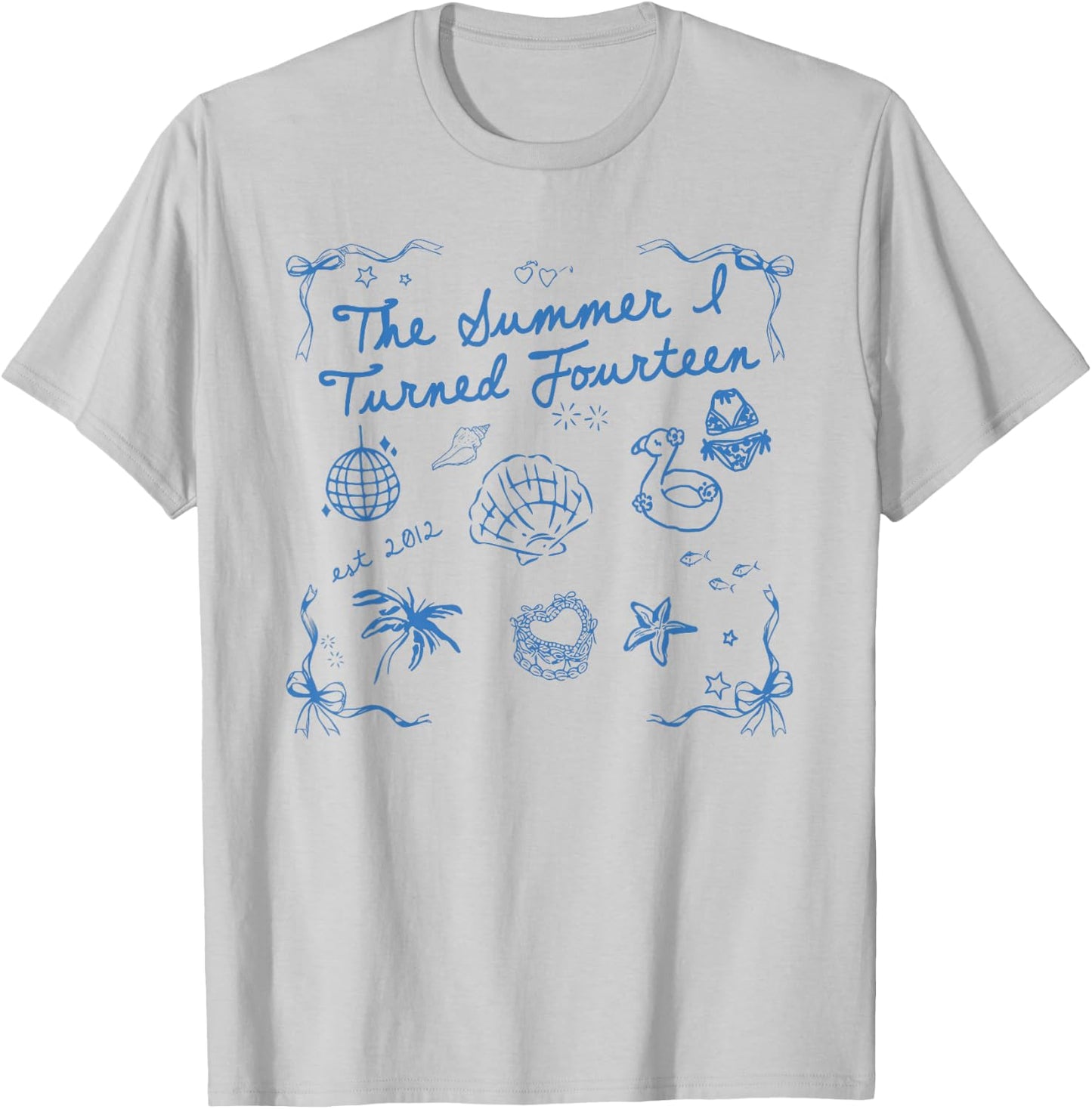 Summer I Turned Fourteen Year Old Est 2012 14th Birthday T-Shirt - T-Shirt | Ash