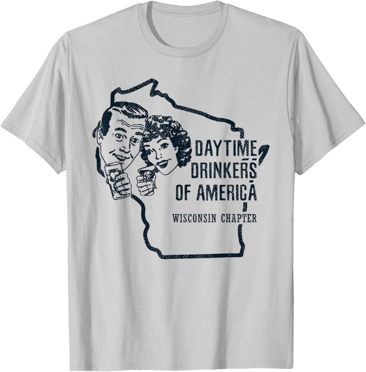 Wisconsin Day Drinking Shirt Beer Wine Drinker Alcohol Gift T-Shirt - T-Shirt | Ash