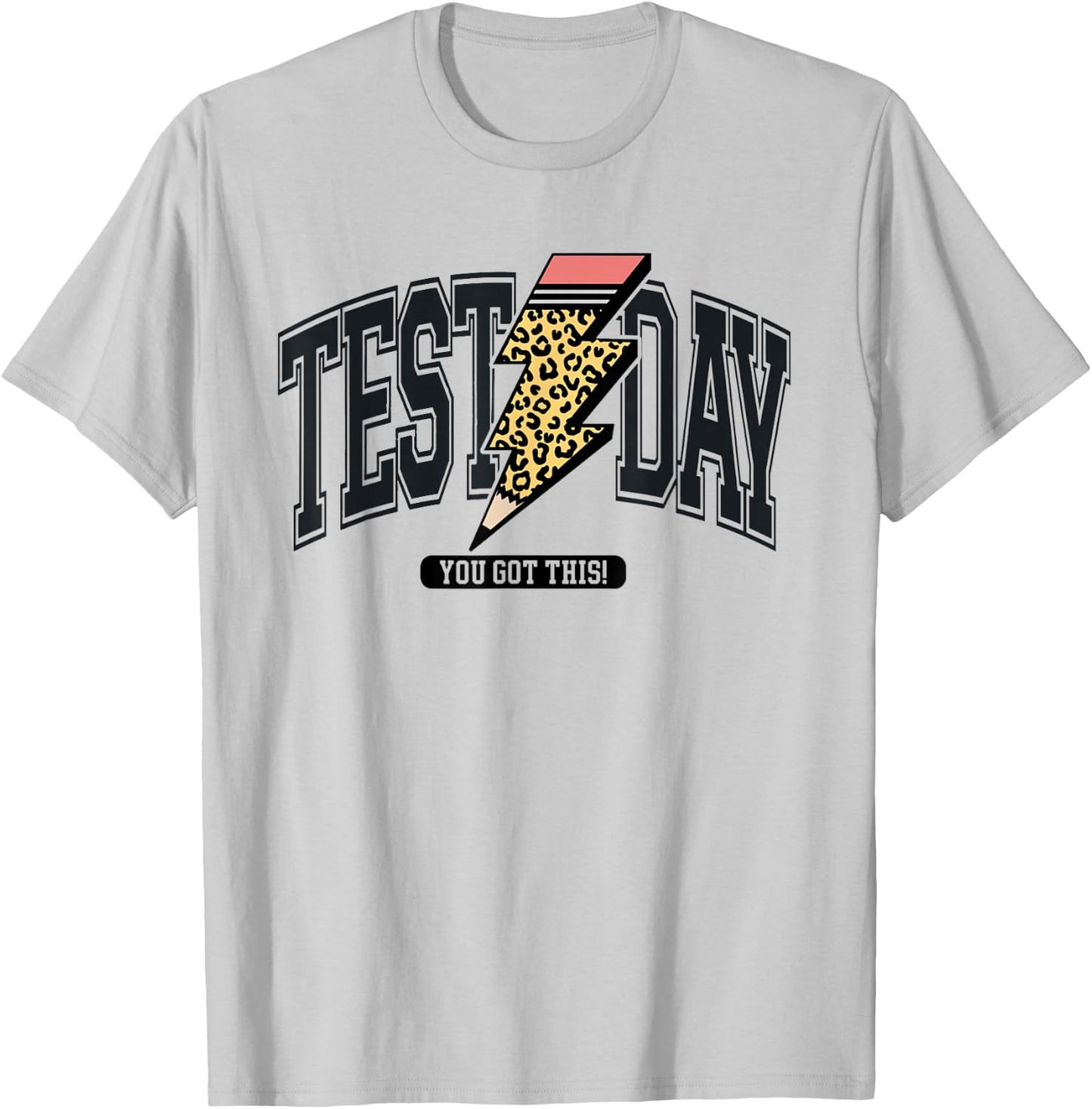 Vintage Test Day You Got This Leopard Lightning Bolt Pencil T-Shirt - T-Shirt | Ash