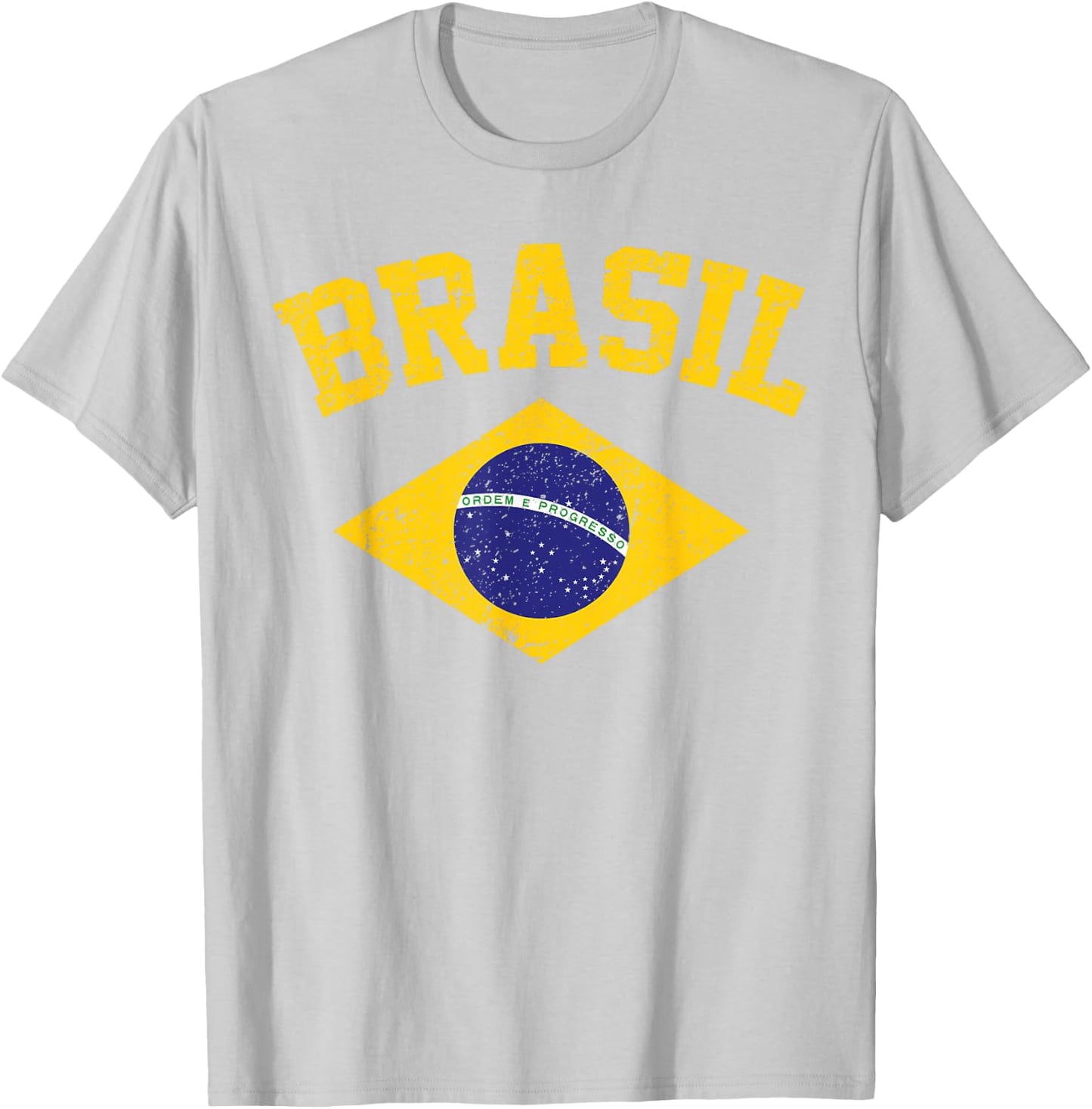 Brazilian National Flag Vintage Patriotic Football Brazil T-Shirt - T-Shirt | Ash