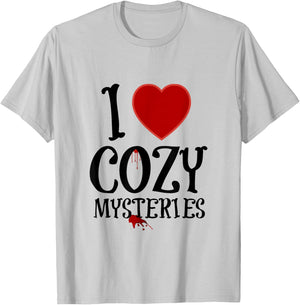 I Love Cozy Mysteries T-Shirt - T-Shirt | Ash
