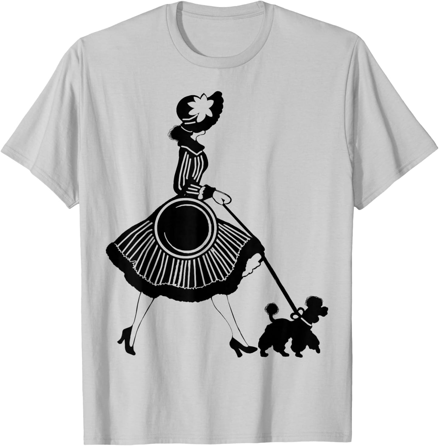Poodle Dog Walker T-Shirt - T-Shirt | Ash