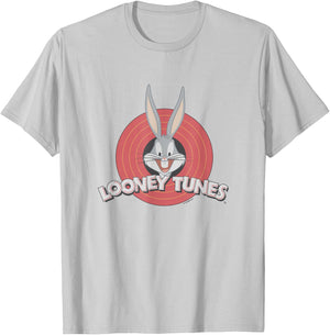 Looney Tunes Bugs Bunny Face Red Rings Portrait Retro T-Shirt - T-Shirt | Ash