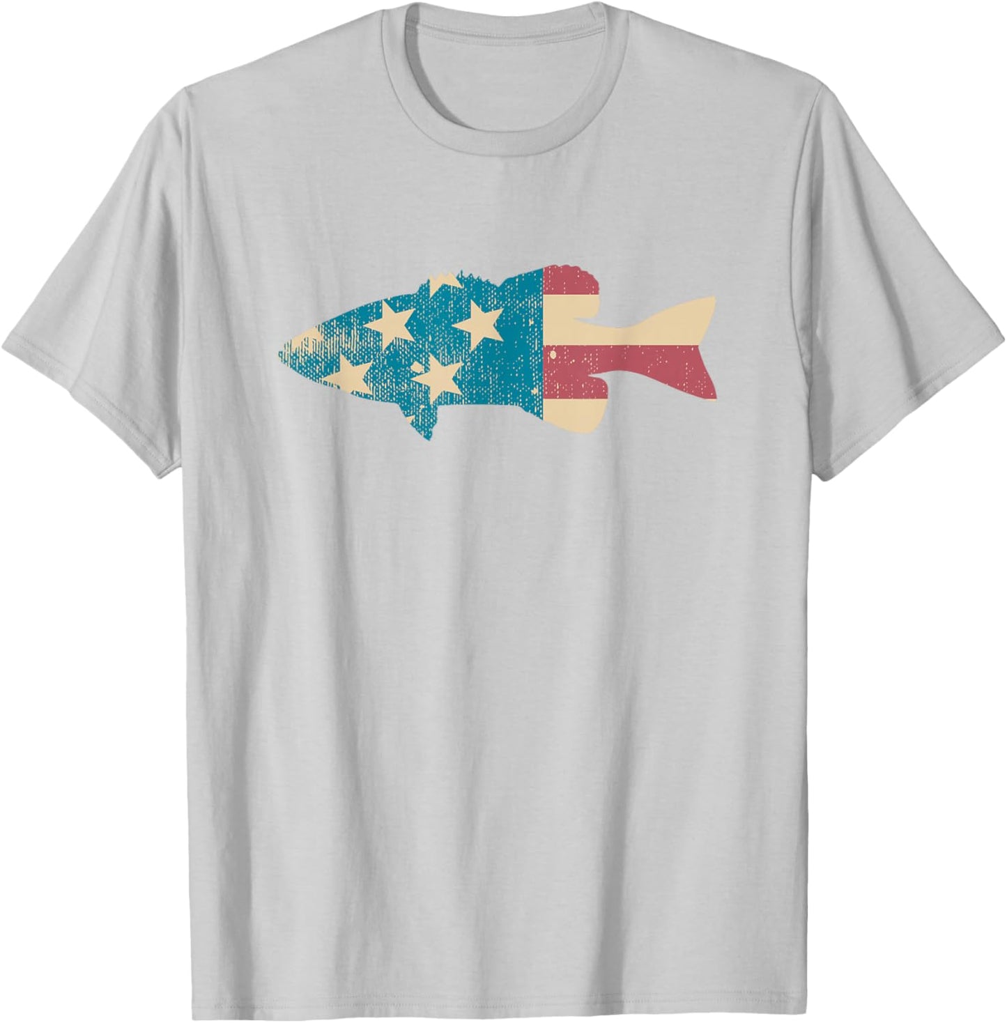 Largemouth Bass Fishing - American Flag Fishing T-Shirt - T-Shirt | Ash
