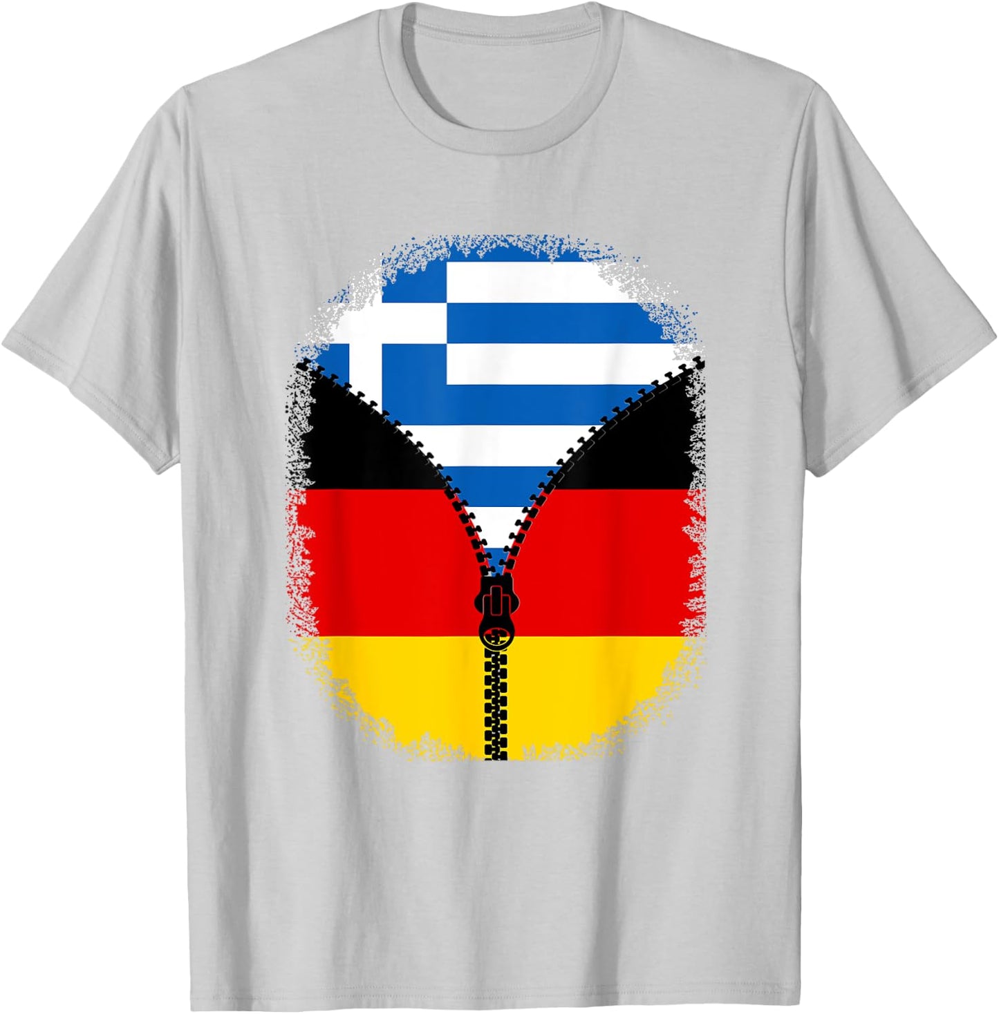 Griechenland Deutschland Flagge Griechisch Deutsch Reißverschluss T-Shirt - T-Shirt | Ash