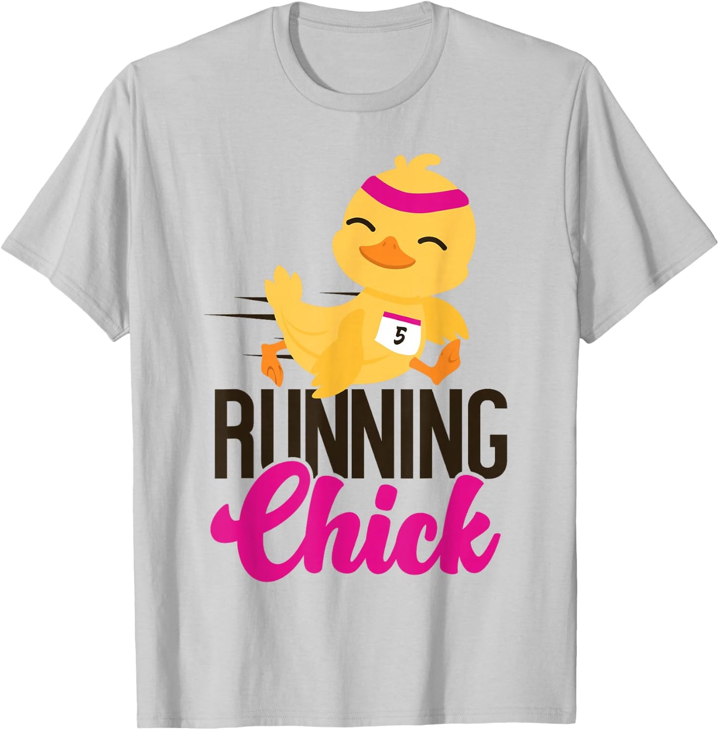 Running Runner Halbmarathon Huhn Mädchen Running Chick T-Shirt - T-Shirt | Ash