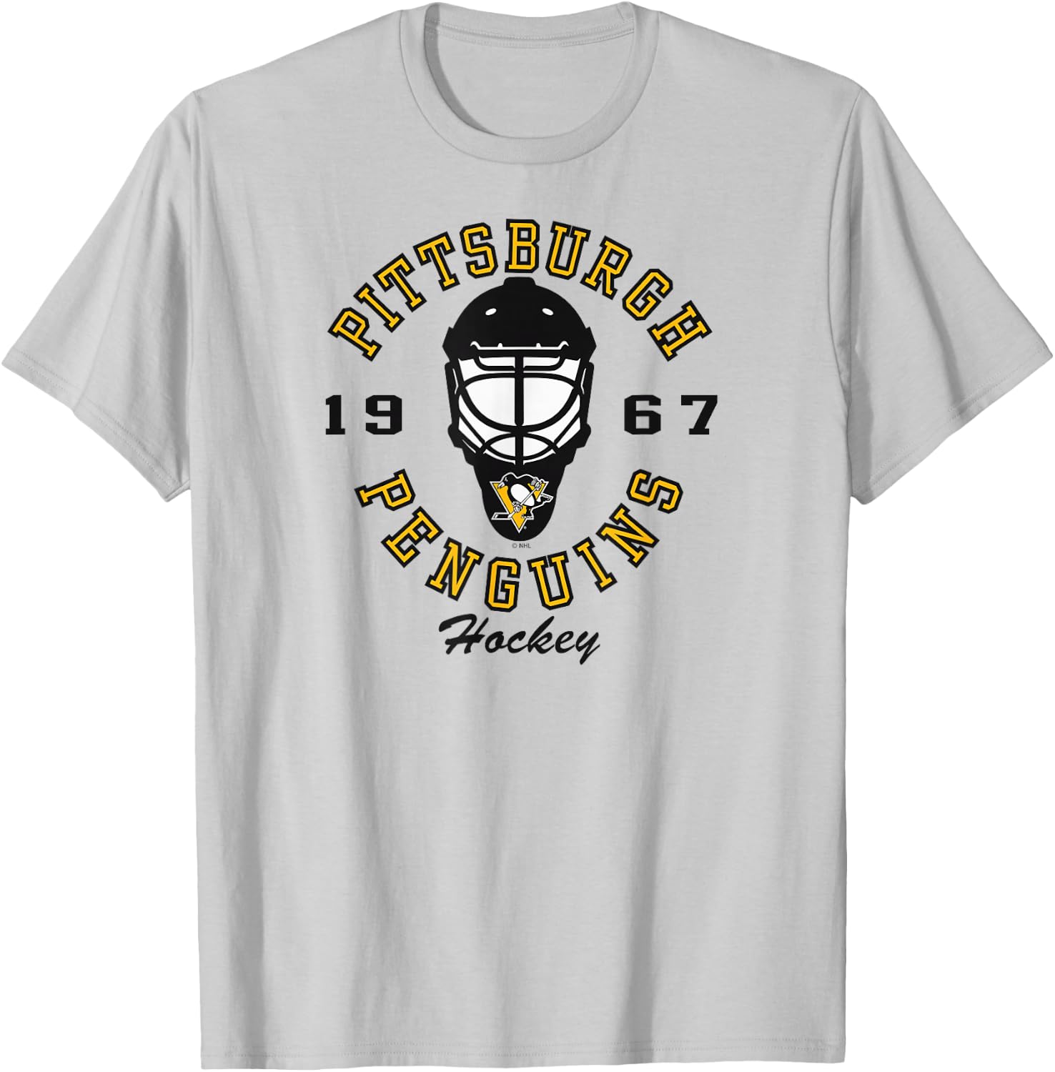 Pittsburgh Penguins Hockey Mask Gray Officially Licensed T-Shirt - T-Shirt | Ash