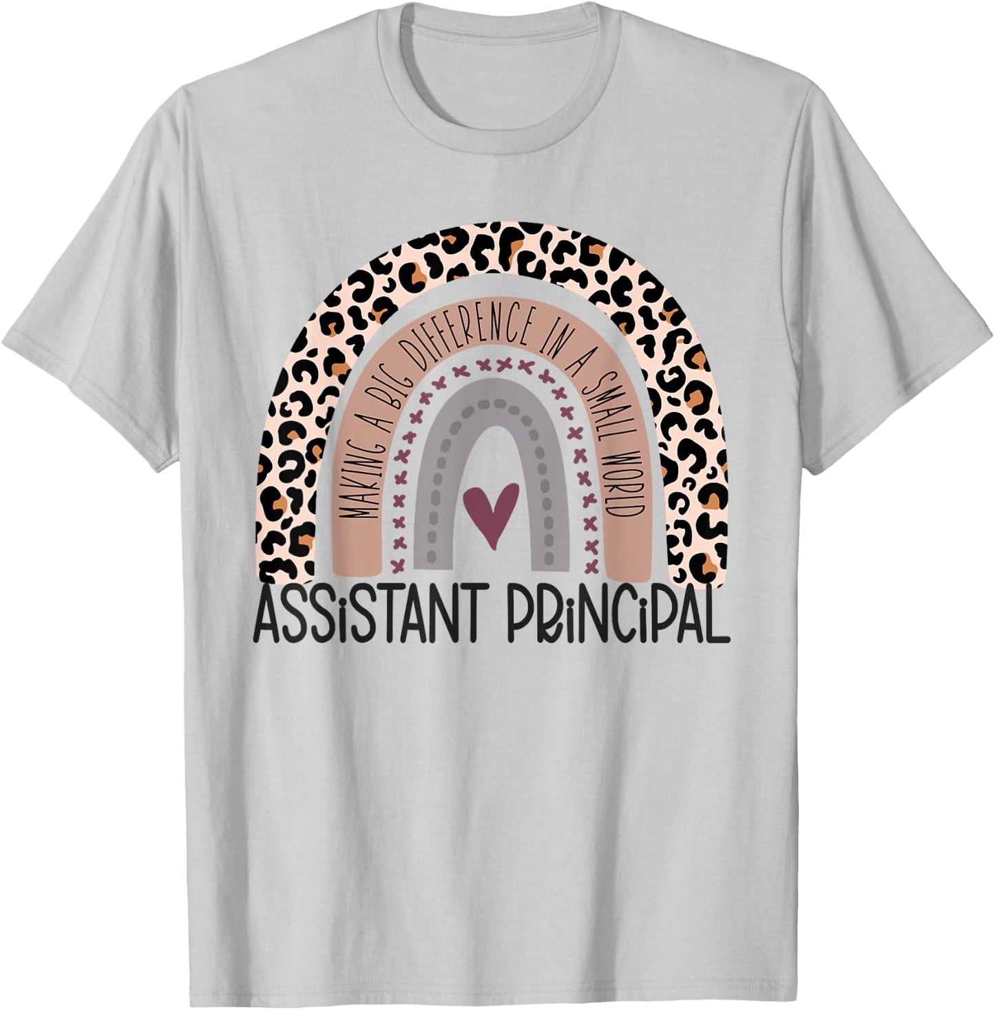 Assistant Principal Appreciation Leopard Print Rainbow T-Shirt - T-Shirt | Ash