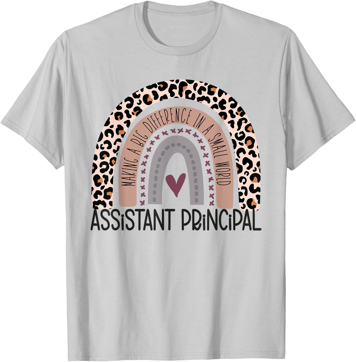 Assistant Principal Appreciation Leopard Print Rainbow T-Shirt - T-Shirt | Ash