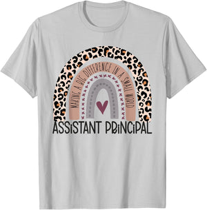 Assistant Principal Appreciation Leopard Print Rainbow T-Shirt - T-Shirt | Ash
