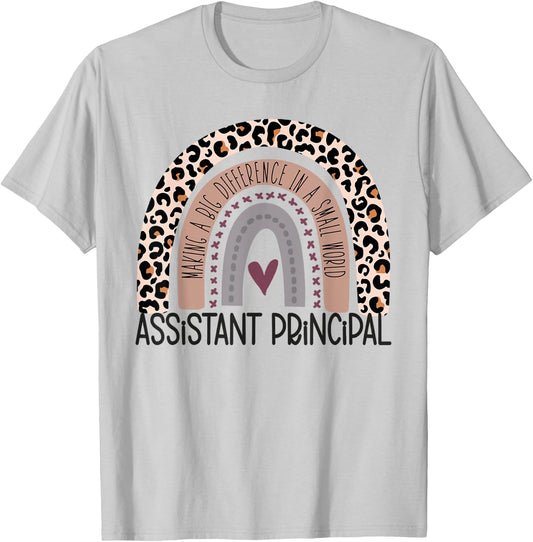 Assistant Principal Appreciation Leopard Print Rainbow T-Shirt - T-Shirt | Ash