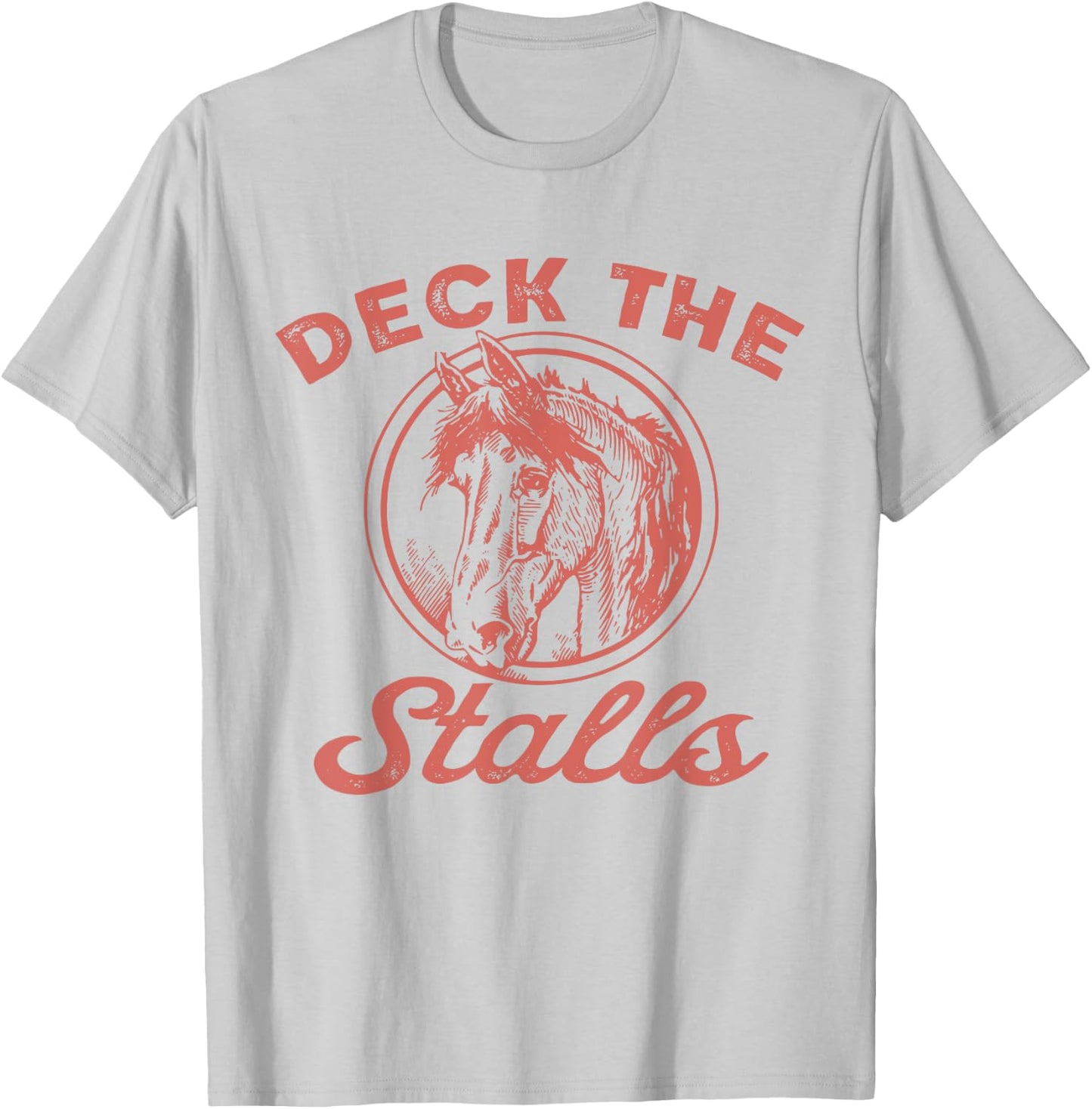 Horse Christmas Deck the Stalls Horse Xmas Horse Lover Xmas T-Shirt - T-Shirt | Ash