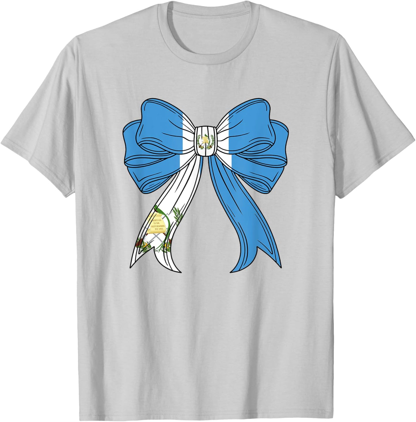 Chapina Guatemalan Women Girls Guatemala Flag Coquette Bow T-Shirt - T-Shirt | Ash
