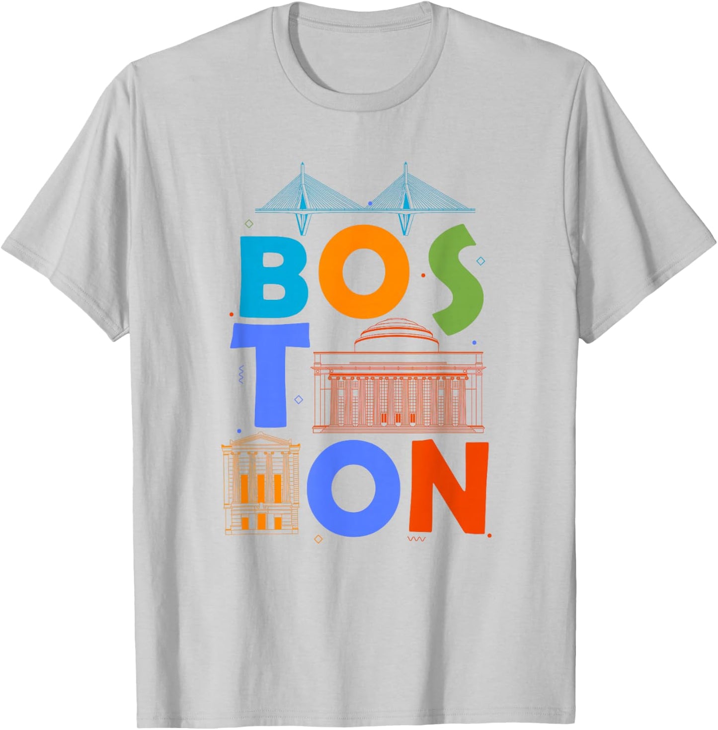 Boston Souvenir Men Massachusetts Skyline Boston T-Shirt - T-Shirt | Ash