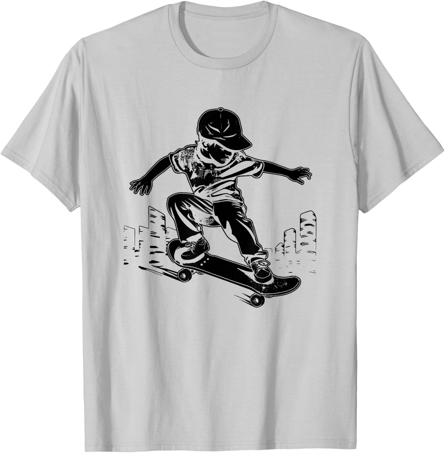 Skateboarding Boy Skater , white, S T-Shirt - T-Shirt | Ash