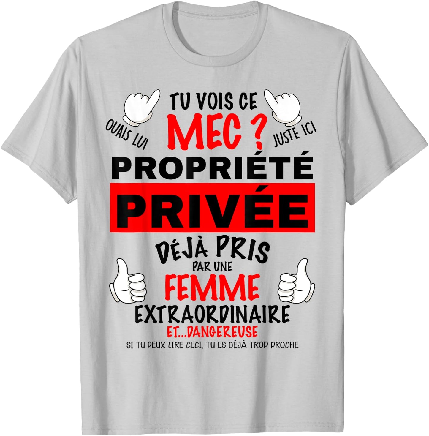Private Property Attention Woman Jealous Humor Couple , white, S T-Shirt - T-Shirt | Ash