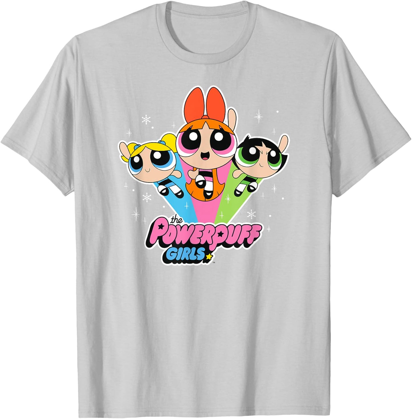 Cartoon Network The Powerpuff Girls Logo With Snowflakes T-Shirt - T-Shirt | Ash