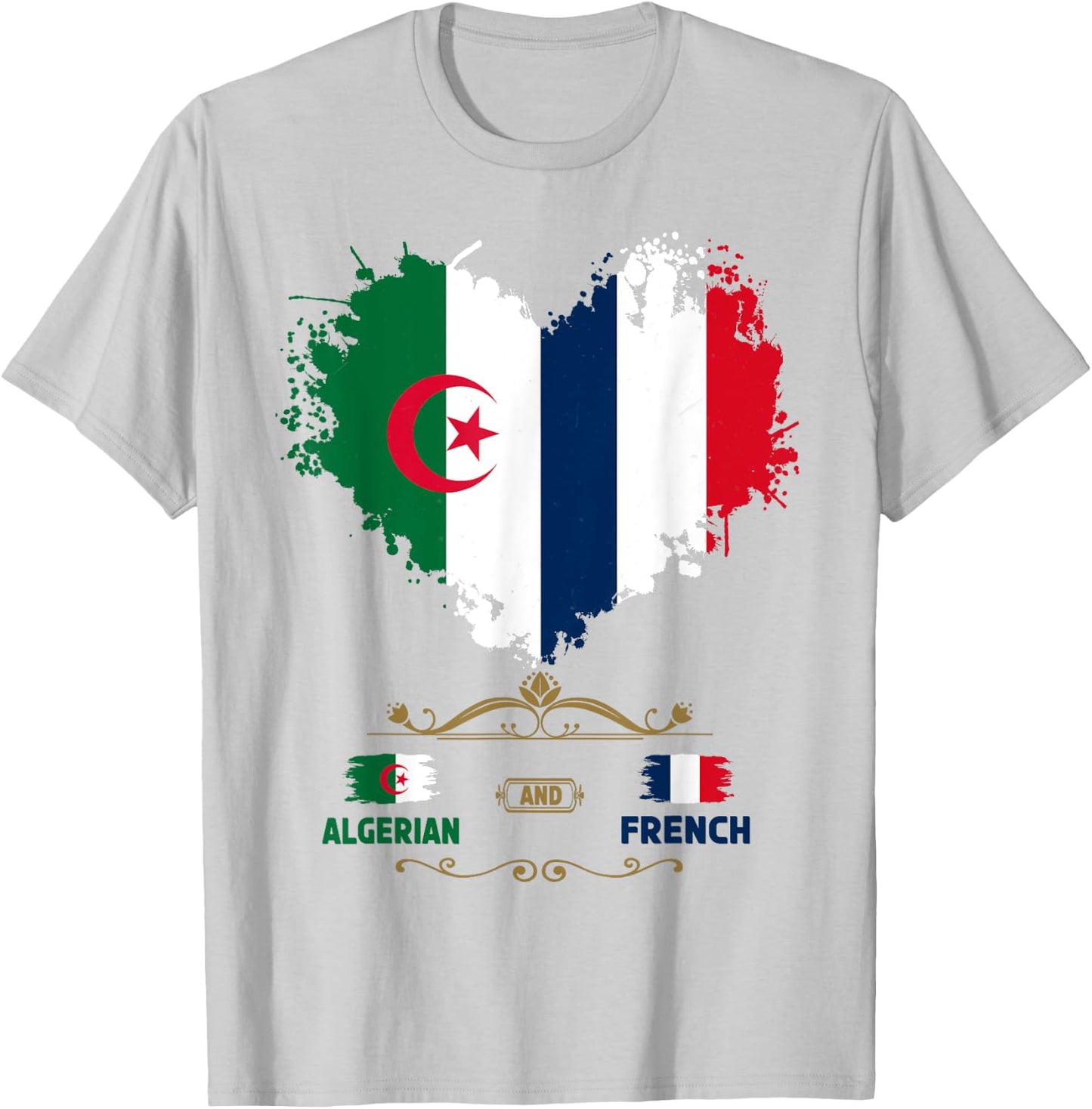 Algerian French Roots Outfit Idea with Algerian Flag T-Shirt - T-Shirt | Ash