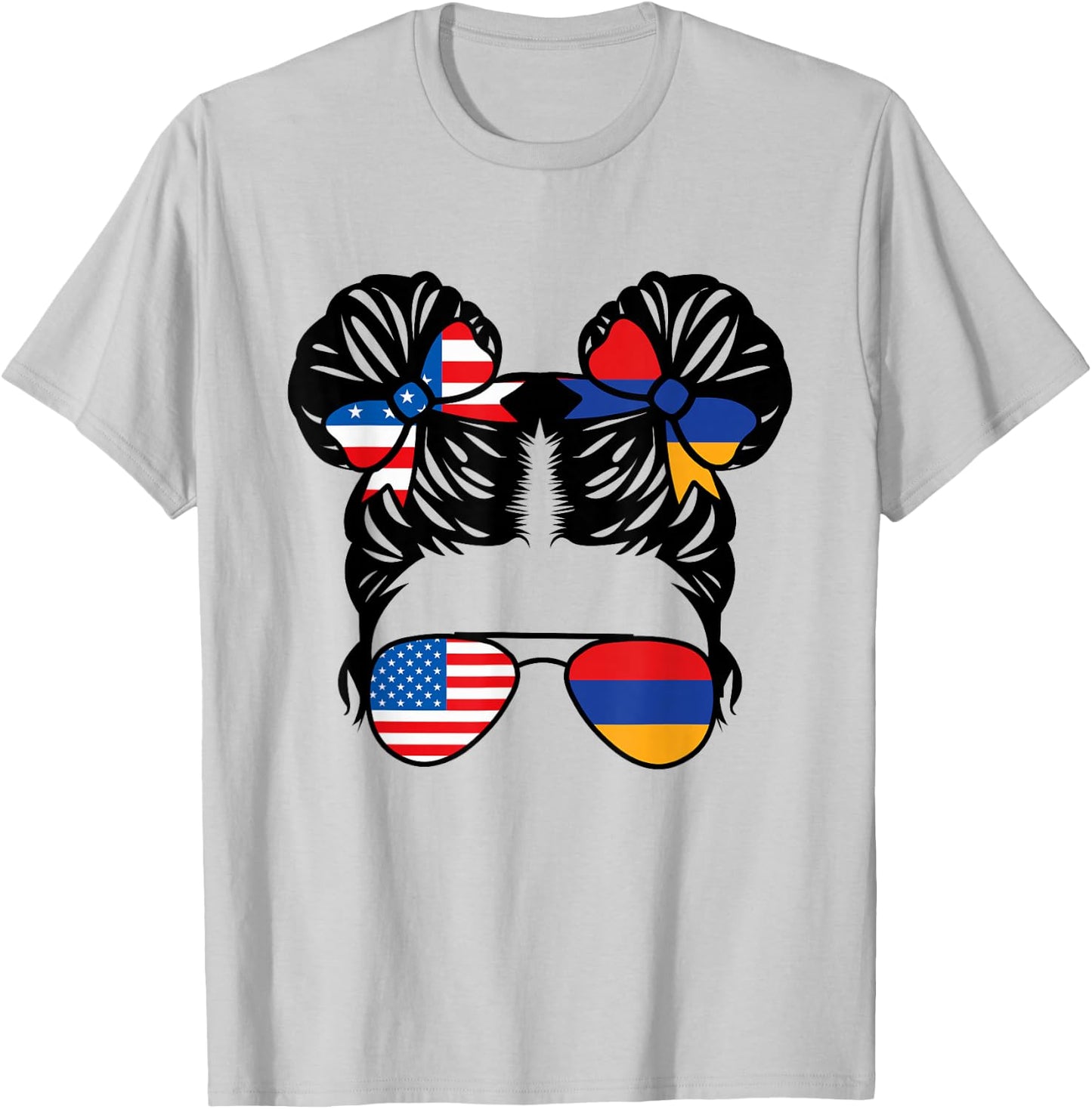 Half American Half Armenian Girl USA Armenia Flag Patriot T-Shirt - T-Shirt | Ash