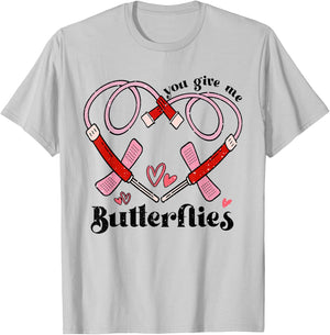 You Give Me Butterflies Phlebotomist PBT Valentine Day Nurse T-Shirt - T-Shirt | Ash