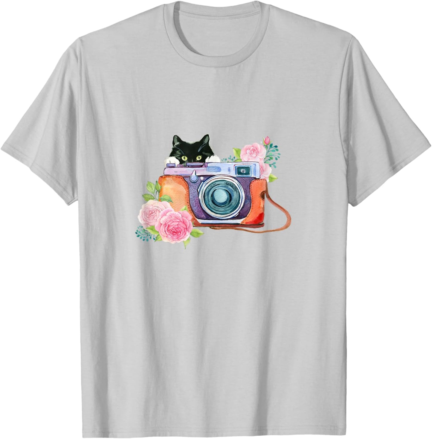Photography and Cat Lover T Shirt - Photographer Camera Women Girls Kids T-Shirt - T-Shirt | Ash