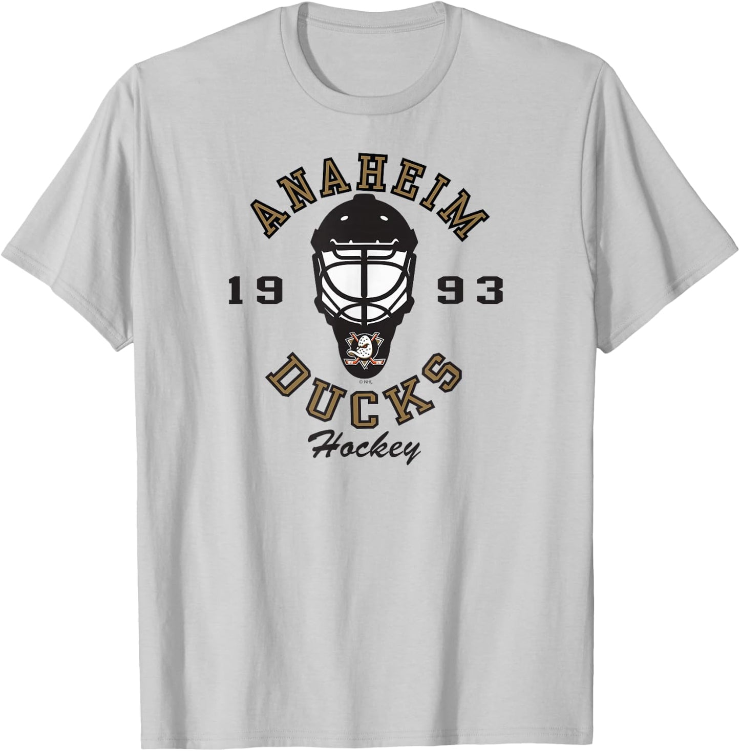 Anaheim Ducks Hockey Mask Orange Officially Licensed T-Shirt - T-Shirt | Ash