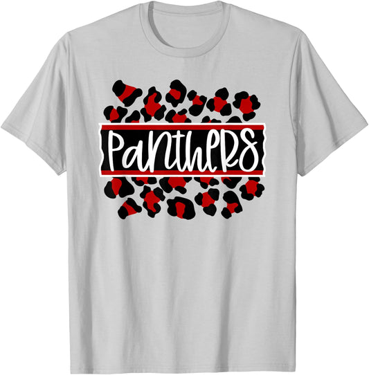School Spirit Panthers Panther Pride Red and Black T-Shirt - T-Shirt | Ash