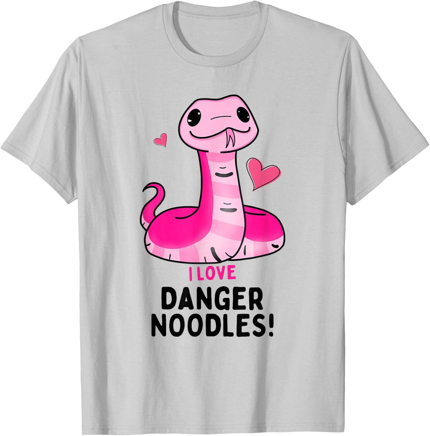 I Love Danger Noodles - Cute Kawaii Chibi Snake for Girls T-Shirt - T-Shirt | Ash