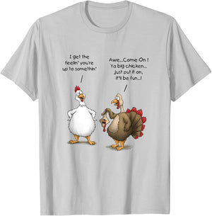 Funny Thanksgiving Big Chicken It’ll Be Fun Turkey Cartoon T-Shirt - T-Shirt | Ash