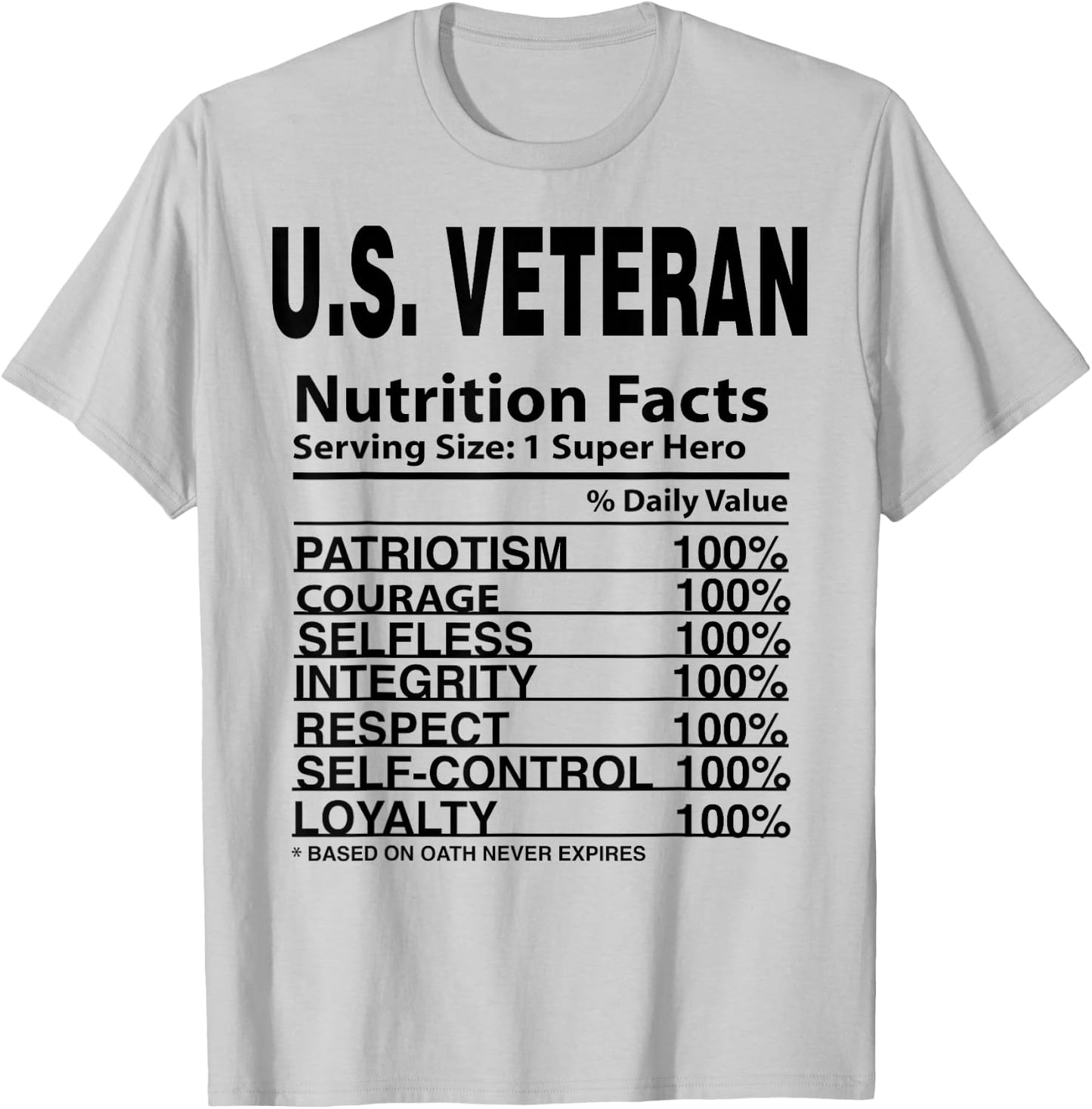 US Veteran Apparel & Women U.S. Vet Nutrition Facts T-Shirt - T-Shirt | Ash