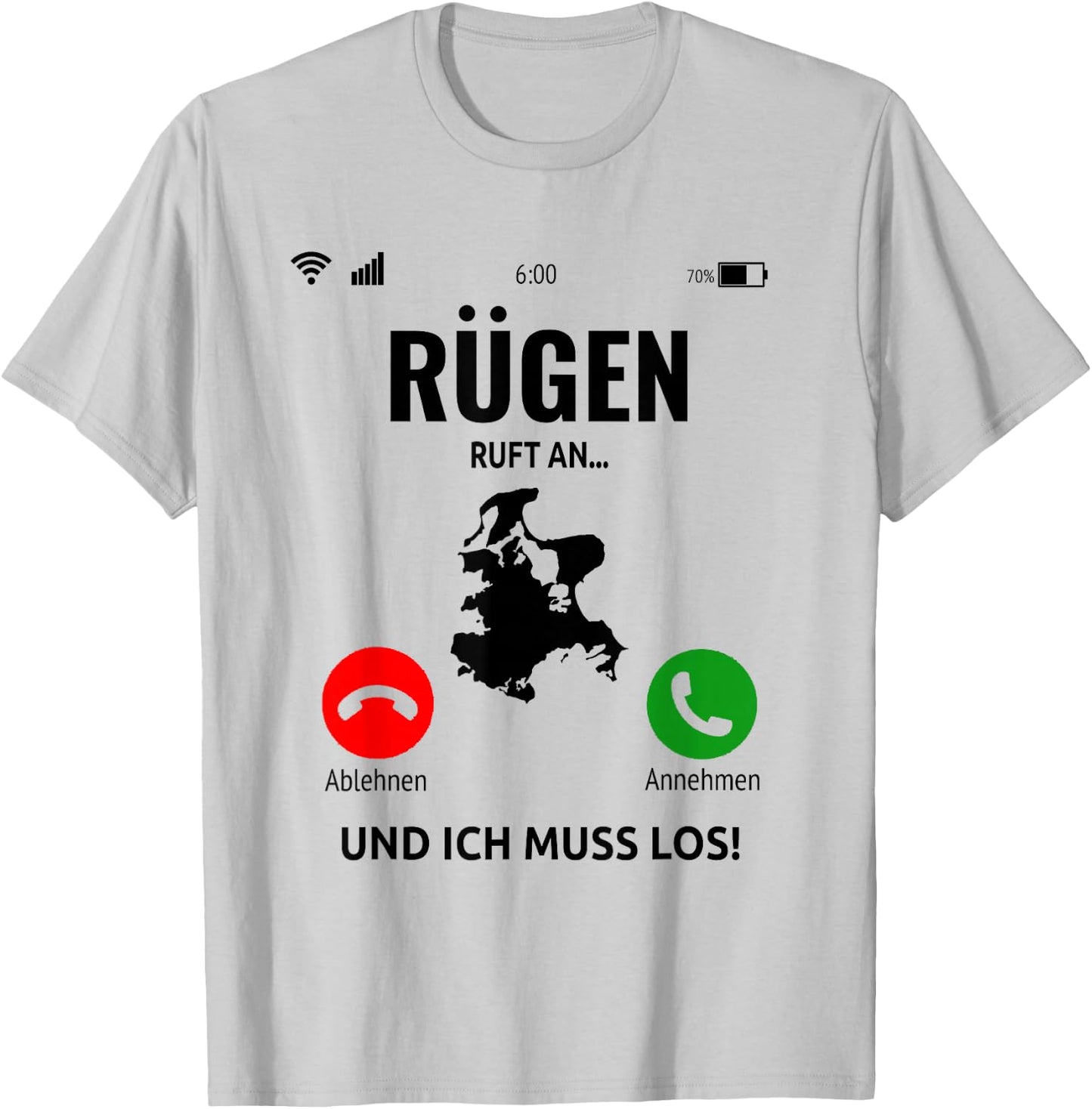 Rügen Ruft An Design Baltic Sea Island Holiday , White T-Shirt - T-Shirt | Ash