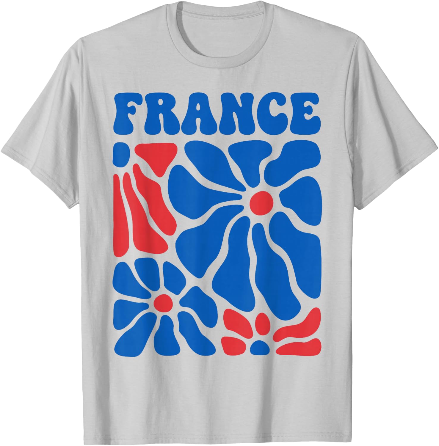 France Floral Boho Flowers Cute Retro Groovy French Girl T-Shirt - T-Shirt | Ash