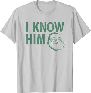 Funny I know Him Vintage Santa T-Shirt - T-Shirt | Ash