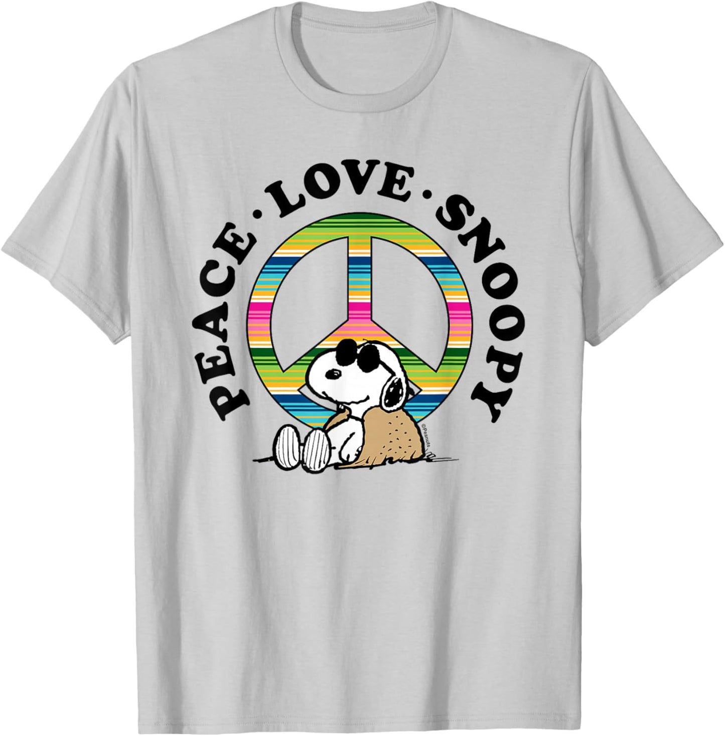 Peanuts Peace Love Snoopy T-Shirt - T-Shirt | Ash