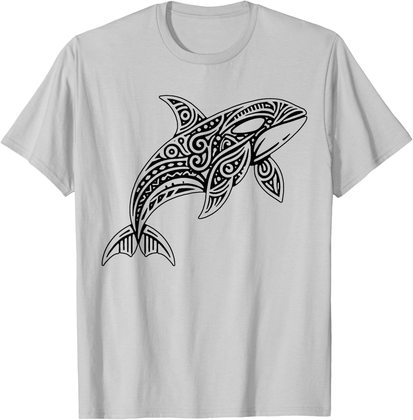 Tribal Orca Whale Hawaiian Maori Tattoo Ocean Art Design T-Shirt - T-Shirt | Ash