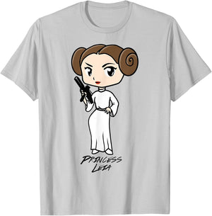 Star Wars Princess Leia Cartoon Portrait , white, S T-Shirt - T-Shirt | Ash