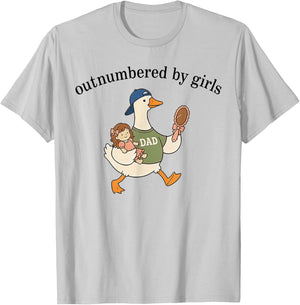 Outnumbered By Girls Goose Dad Father's Day T-Shirt - T-Shirt | Ash