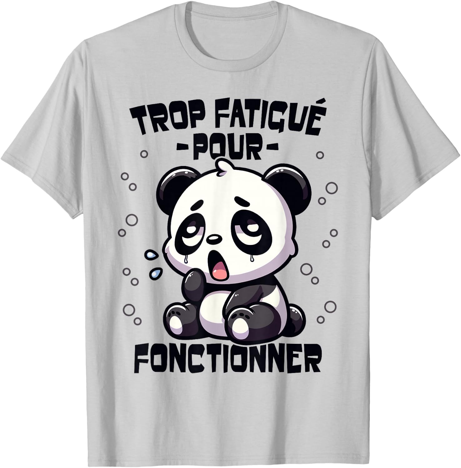 Panda Too Tired Funny Funny Flemme Panda Giant , white, S T-Shirt - T-Shirt | Ash