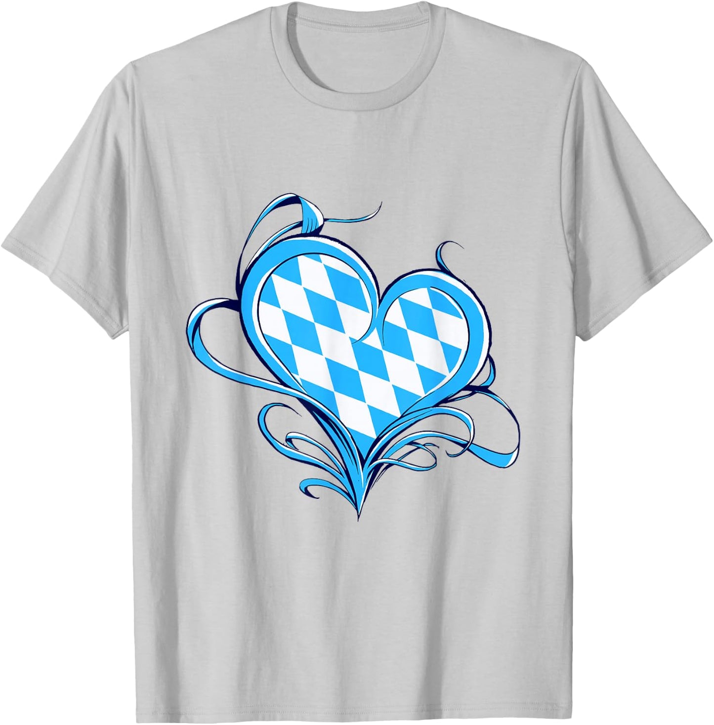 Bayrische Flagge Als Herz Design Blau-Weiß Raute Bayern T-Shirt - T-Shirt | Ash